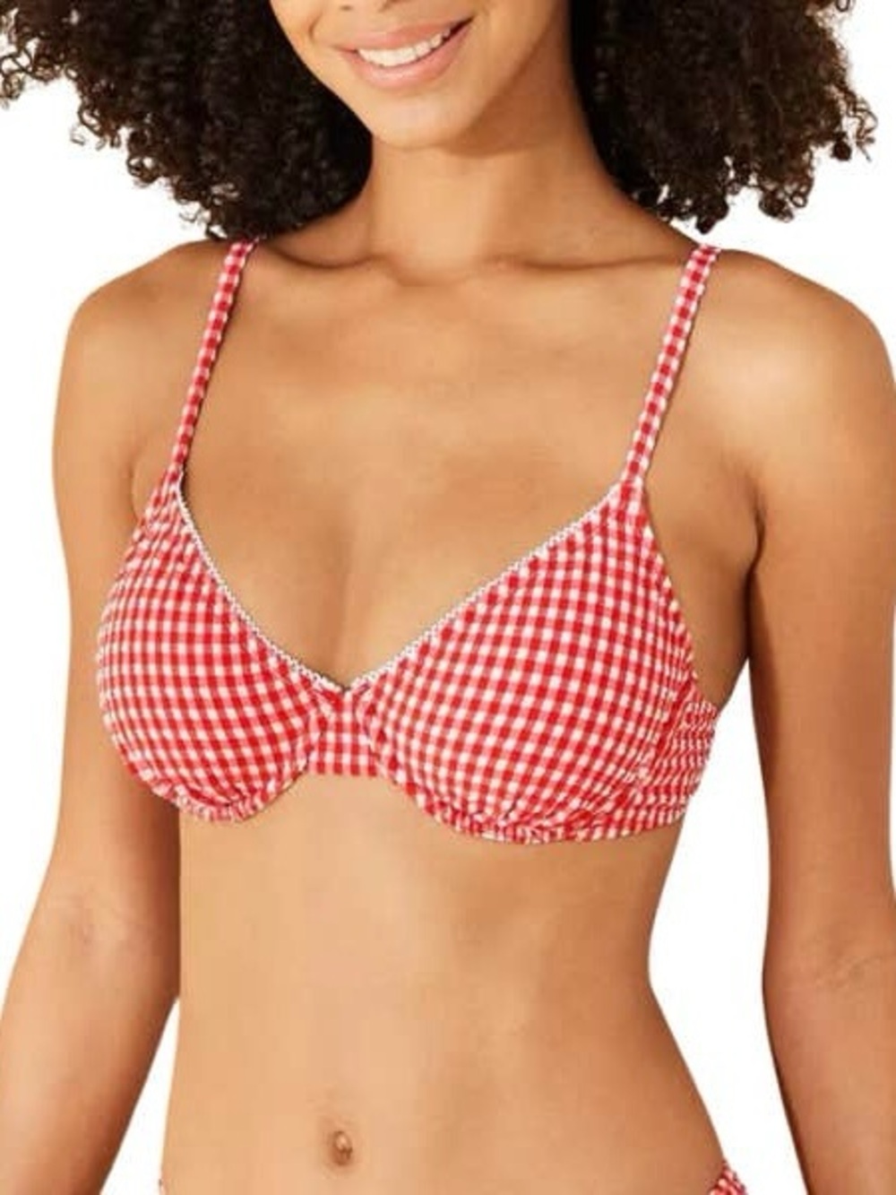 wild fable Red White Gingham Textured Underwire Bikini Top NWT XL (16) Retro